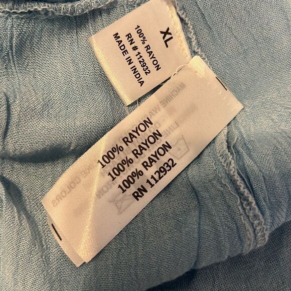 NWT BE beach size XL adjustable spaghetti strap blue embroidered sheer sundress - Picture 6 of 12